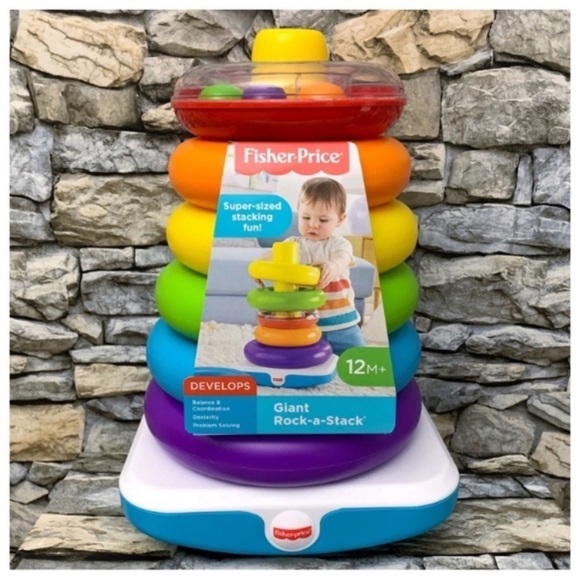 New Fisher-Price Giant Rock-A-Stack Classic Ring Toy Nursery Baby Infant Toddler - Picture 1 of 3